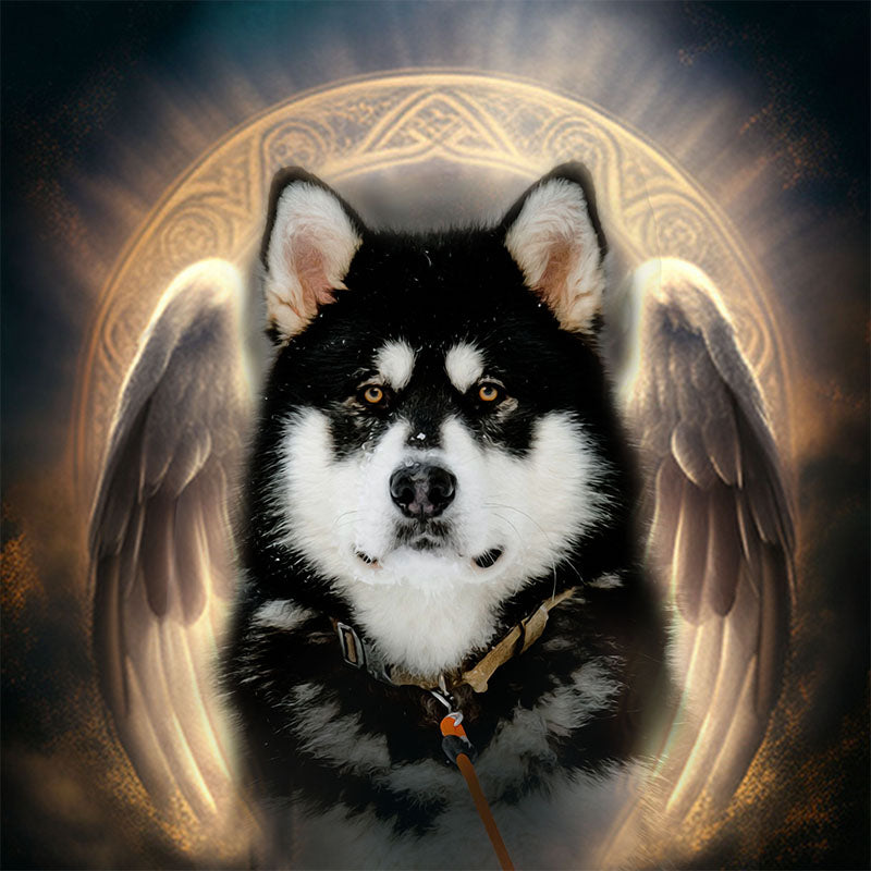 El ángel - retrato sobre lienzo y marco de madera