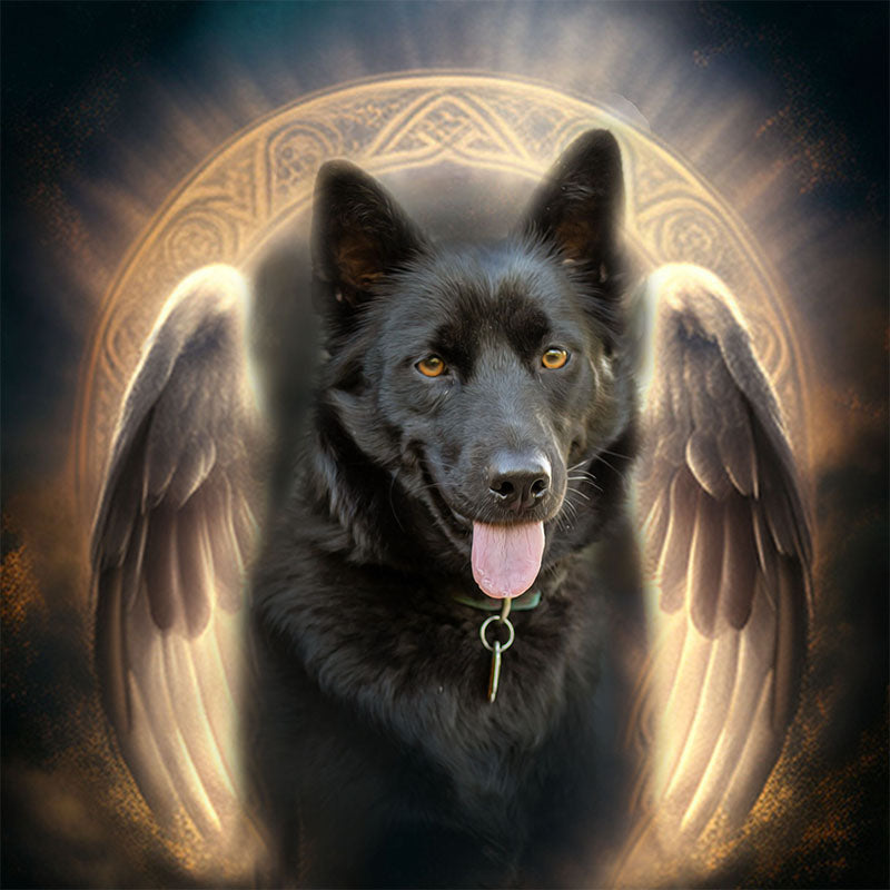 El ángel - retrato sobre lienzo y marco de madera