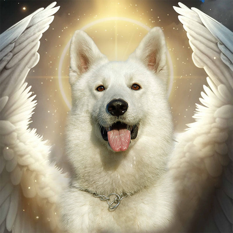 El ángel - retrato sobre lienzo y marco de madera