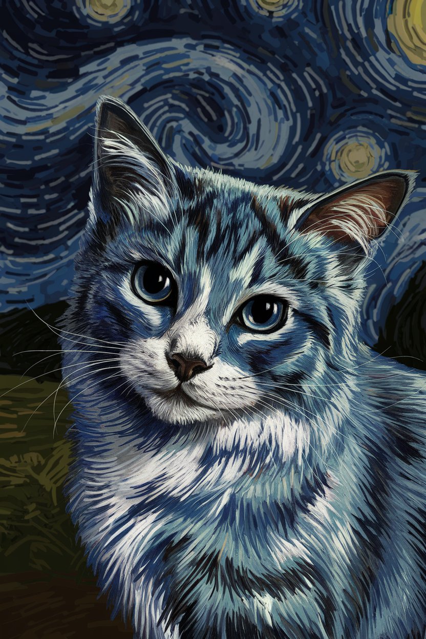 Noche estrellada - Pintura moderna para mascotas sobre lienzo