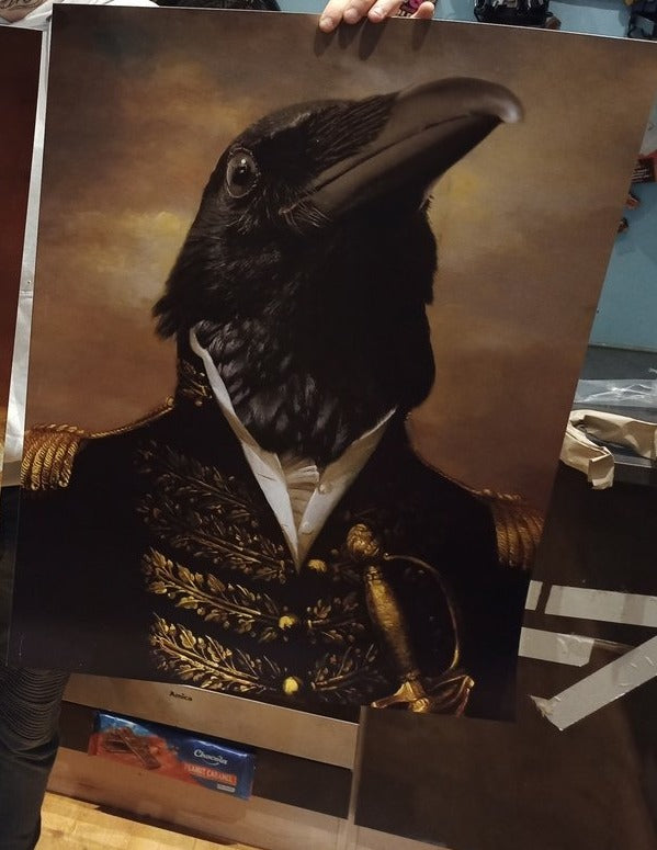 El oficial - retrato sobre lienzo y marco de madera