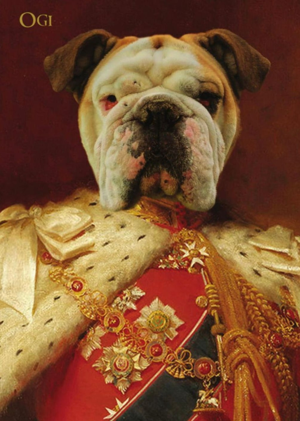 El rey de Inglaterra - retrato sobre lienzo y marco de madera
