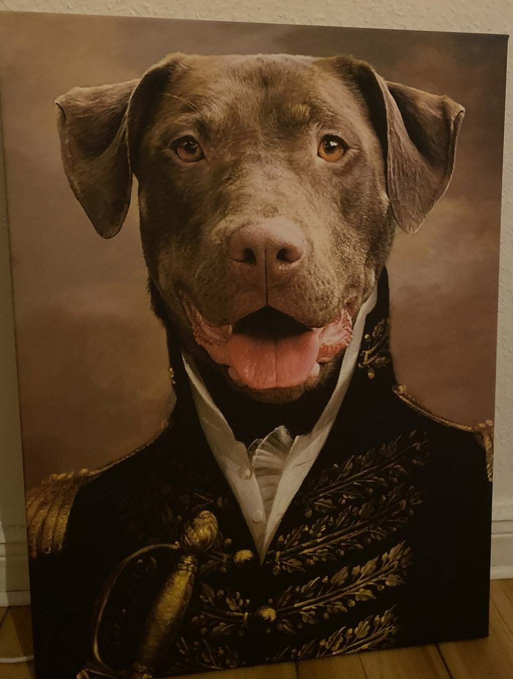 El oficial - retrato sobre lienzo y marco de madera