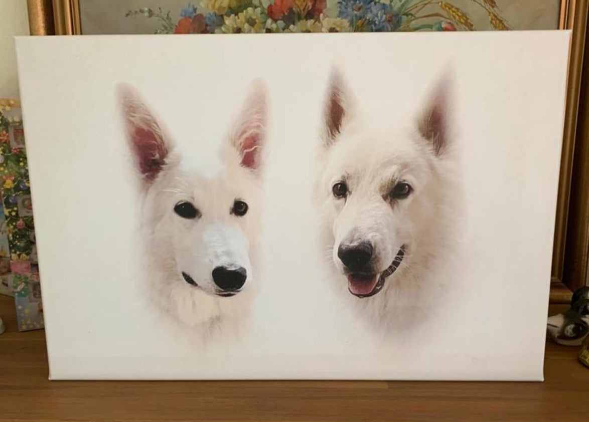 Retrato clásico para dos - sobre lienzo y marco de madera