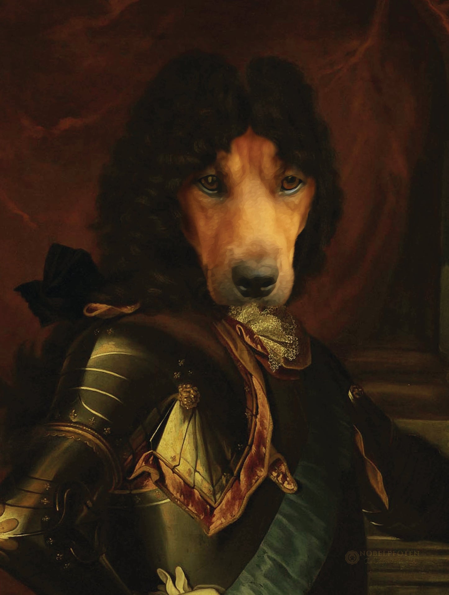 El caballero - retrato sobre lienzo y marco de madera