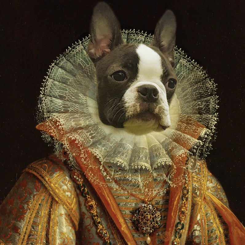 French Bulldog als Prinzessin Haustier Kunst auf Leinwand