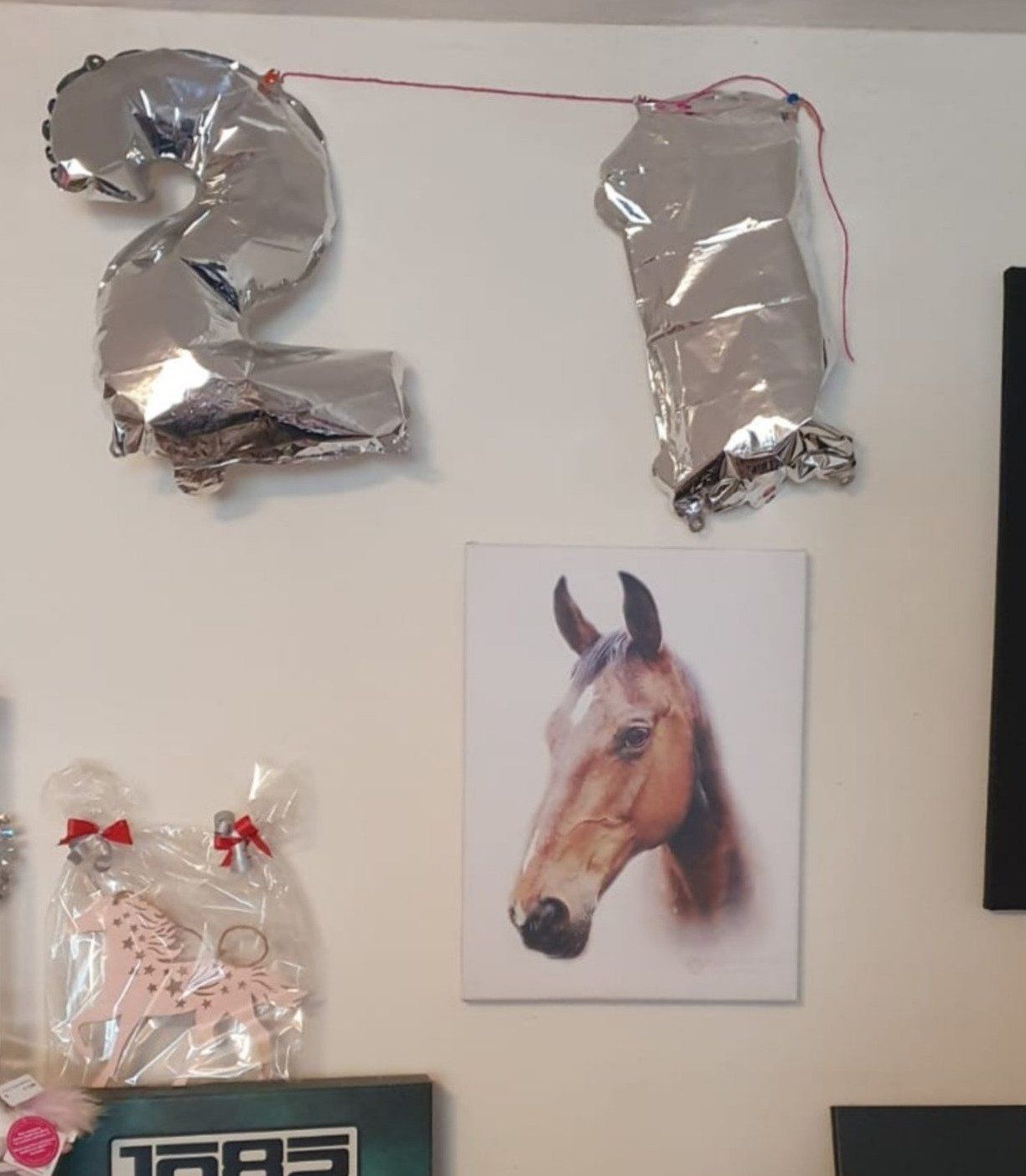 Pferde Portrait hängt an der Wand