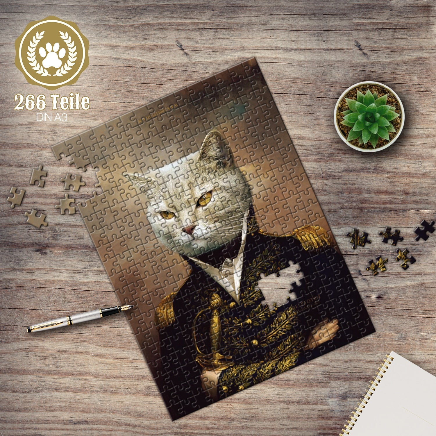 Katze als Offizier auf einem Haustierpuzzle