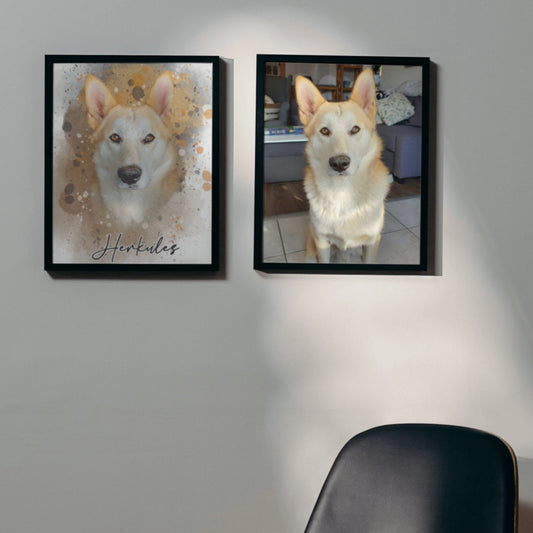 Retrato en acuarela - póster sobre impresión de calidad de 250 g