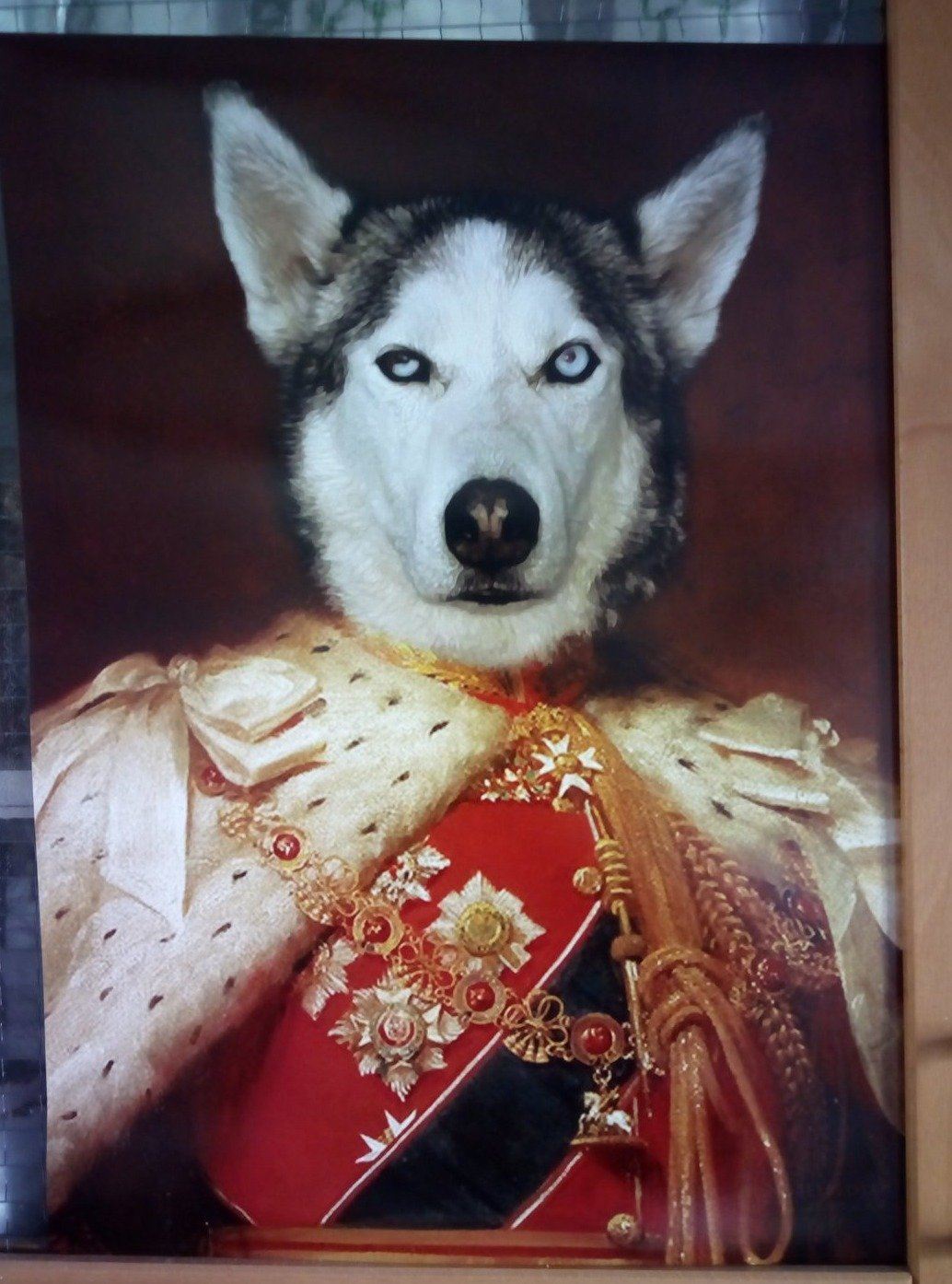 Der König von England - Porträt auf Leinwand und Holzrahmen