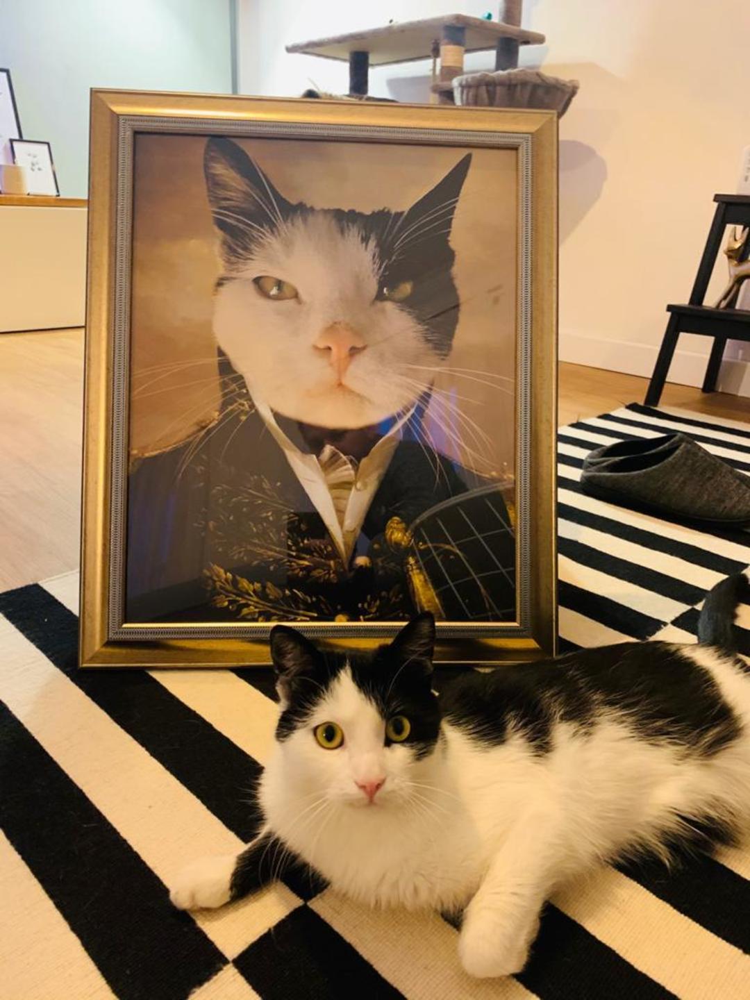 El oficial - retrato sobre lienzo y marco de madera