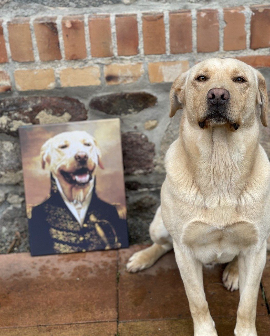 El oficial - retrato sobre lienzo y marco de madera