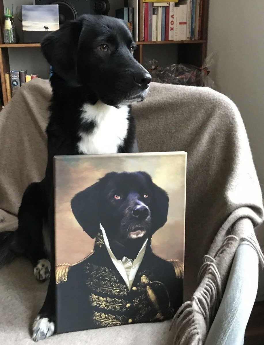 El oficial - retrato sobre lienzo y marco de madera