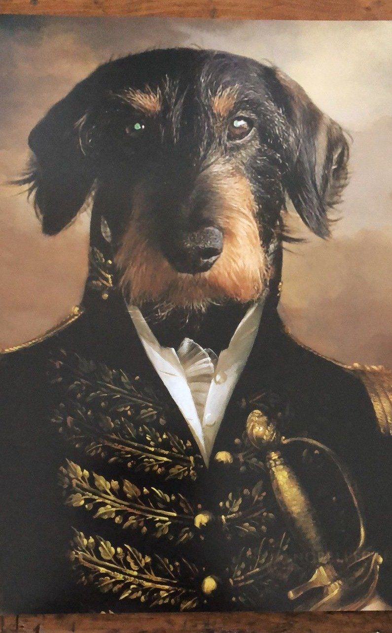 El oficial - retrato sobre lienzo y marco de madera