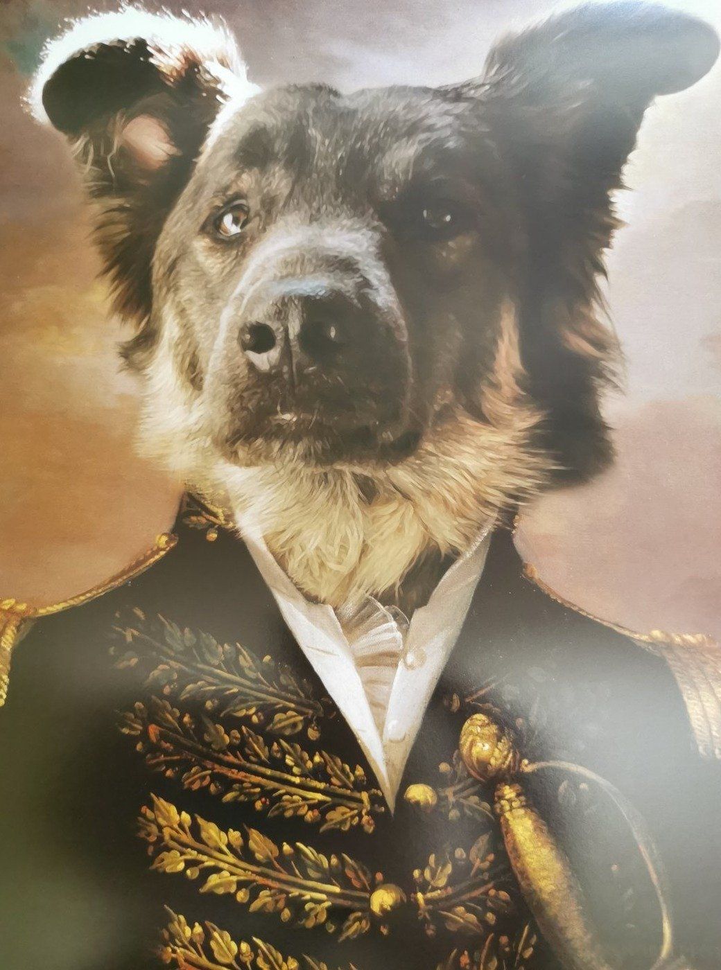 El oficial - retrato sobre lienzo y marco de madera