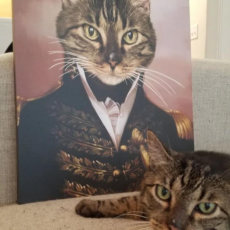 El oficial - retrato sobre lienzo y marco de madera