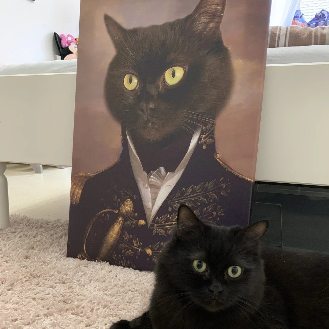 El oficial - retrato sobre lienzo y marco de madera