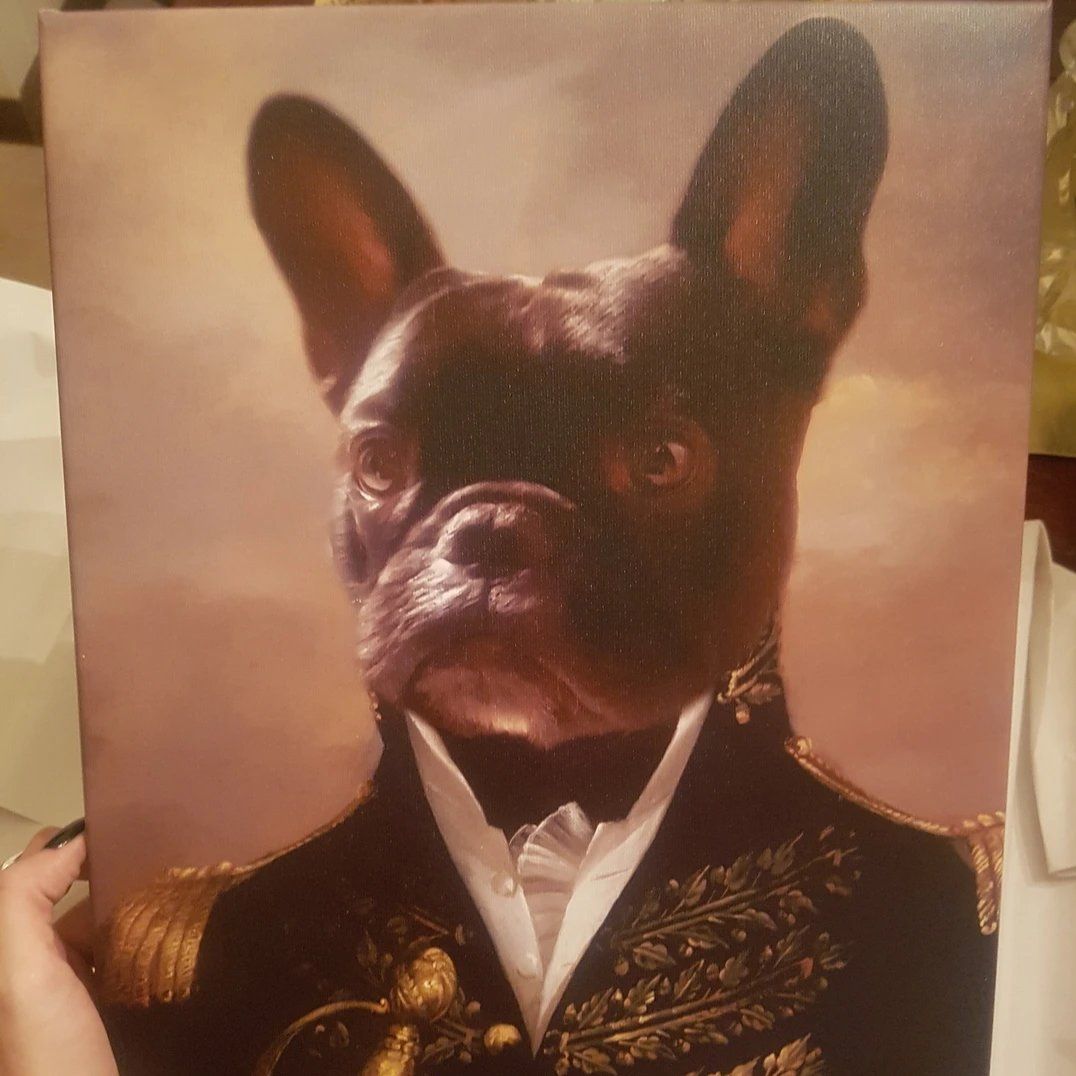 El oficial - retrato sobre lienzo y marco de madera