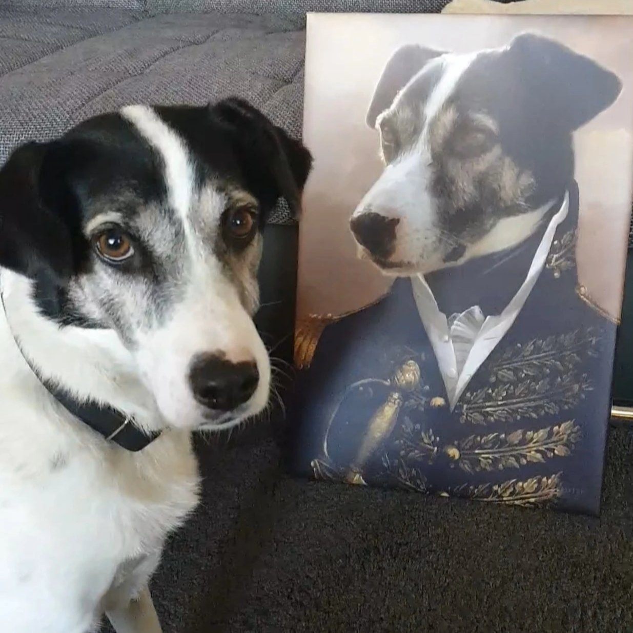 El oficial - retrato sobre lienzo y marco de madera