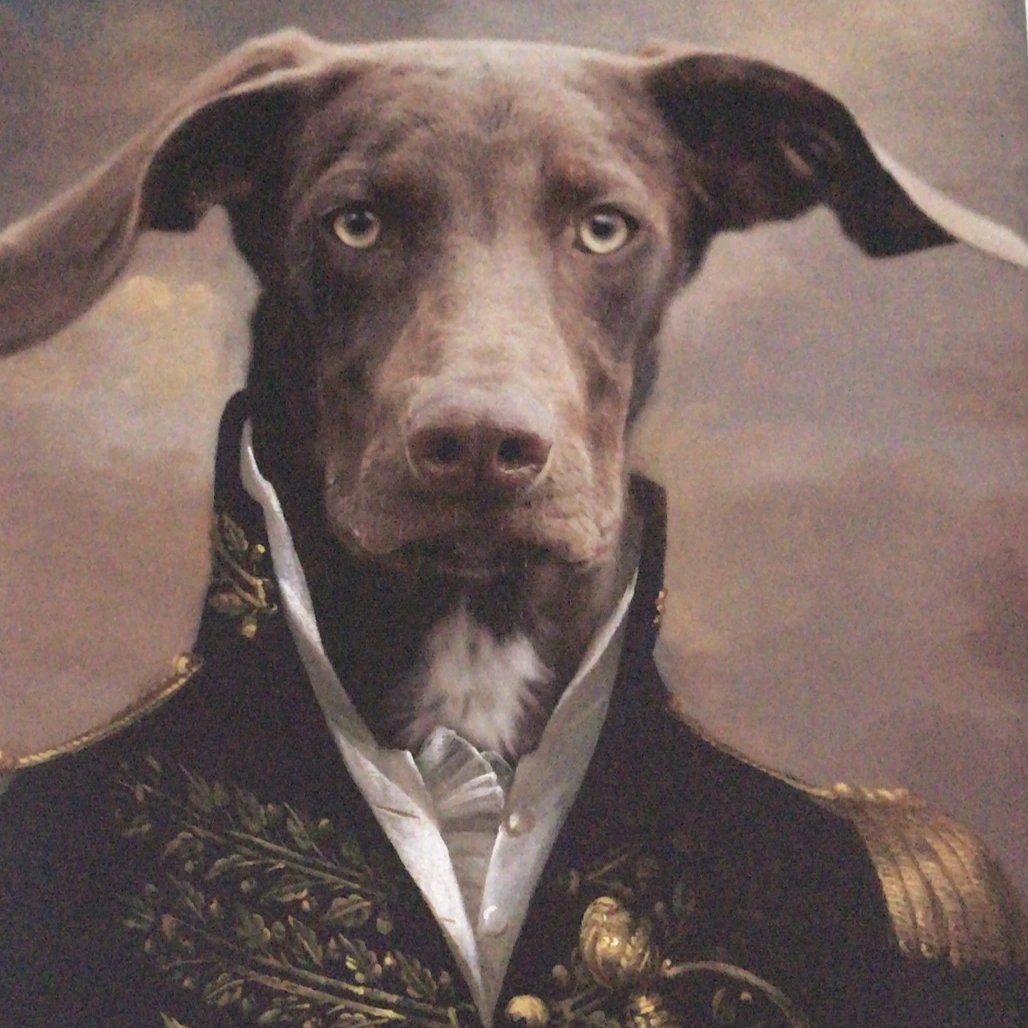 El oficial - retrato sobre lienzo y marco de madera