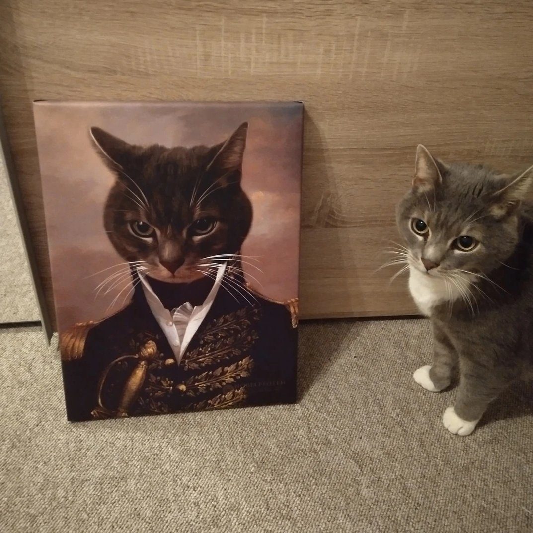 El oficial - retrato sobre lienzo y marco de madera