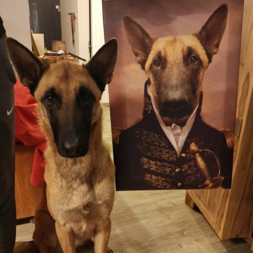 El oficial - retrato sobre lienzo y marco de madera