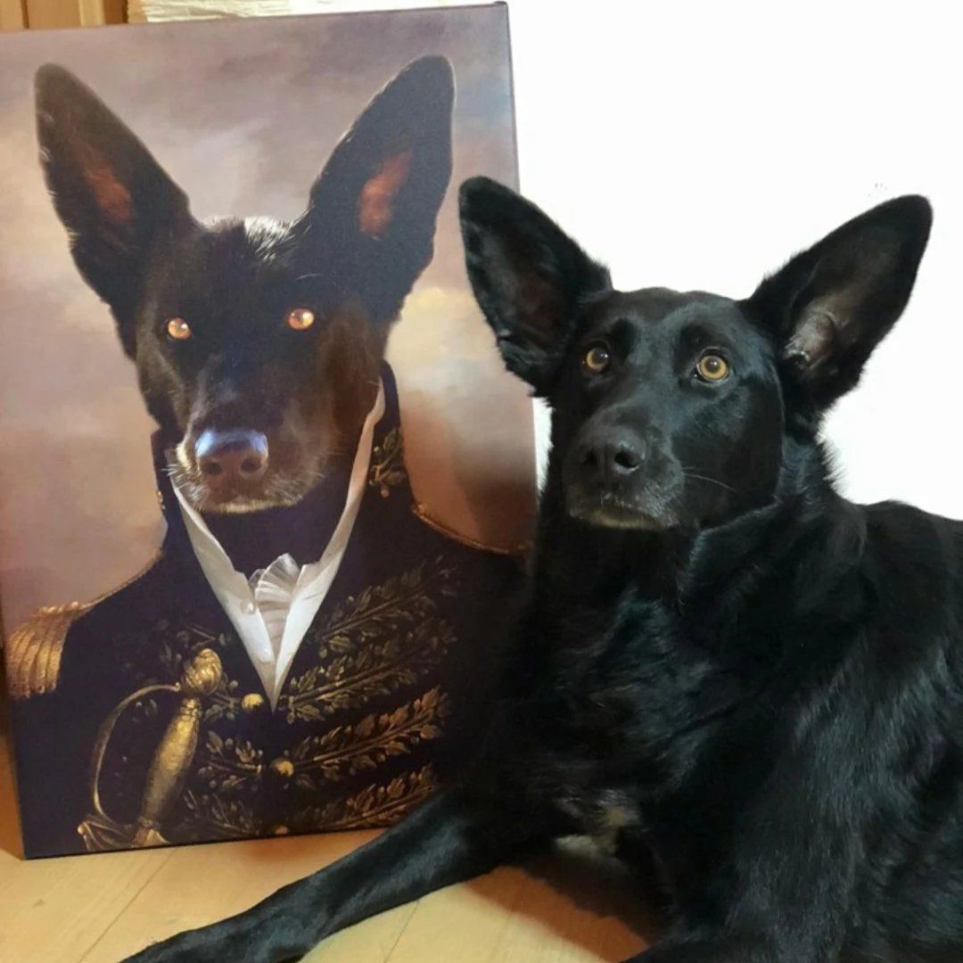 El oficial - retrato sobre lienzo y marco de madera