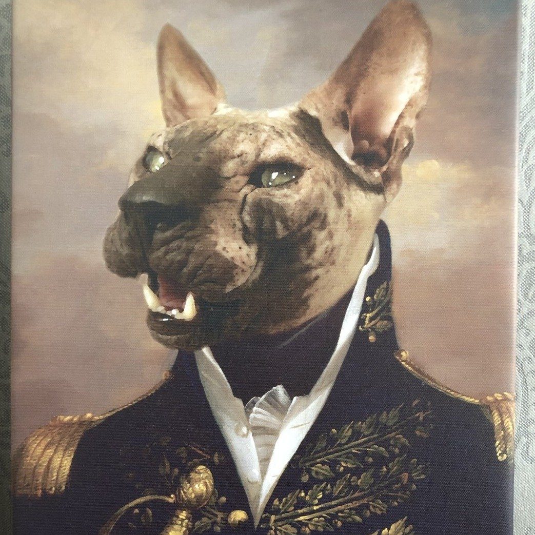 El oficial - retrato sobre lienzo y marco de madera