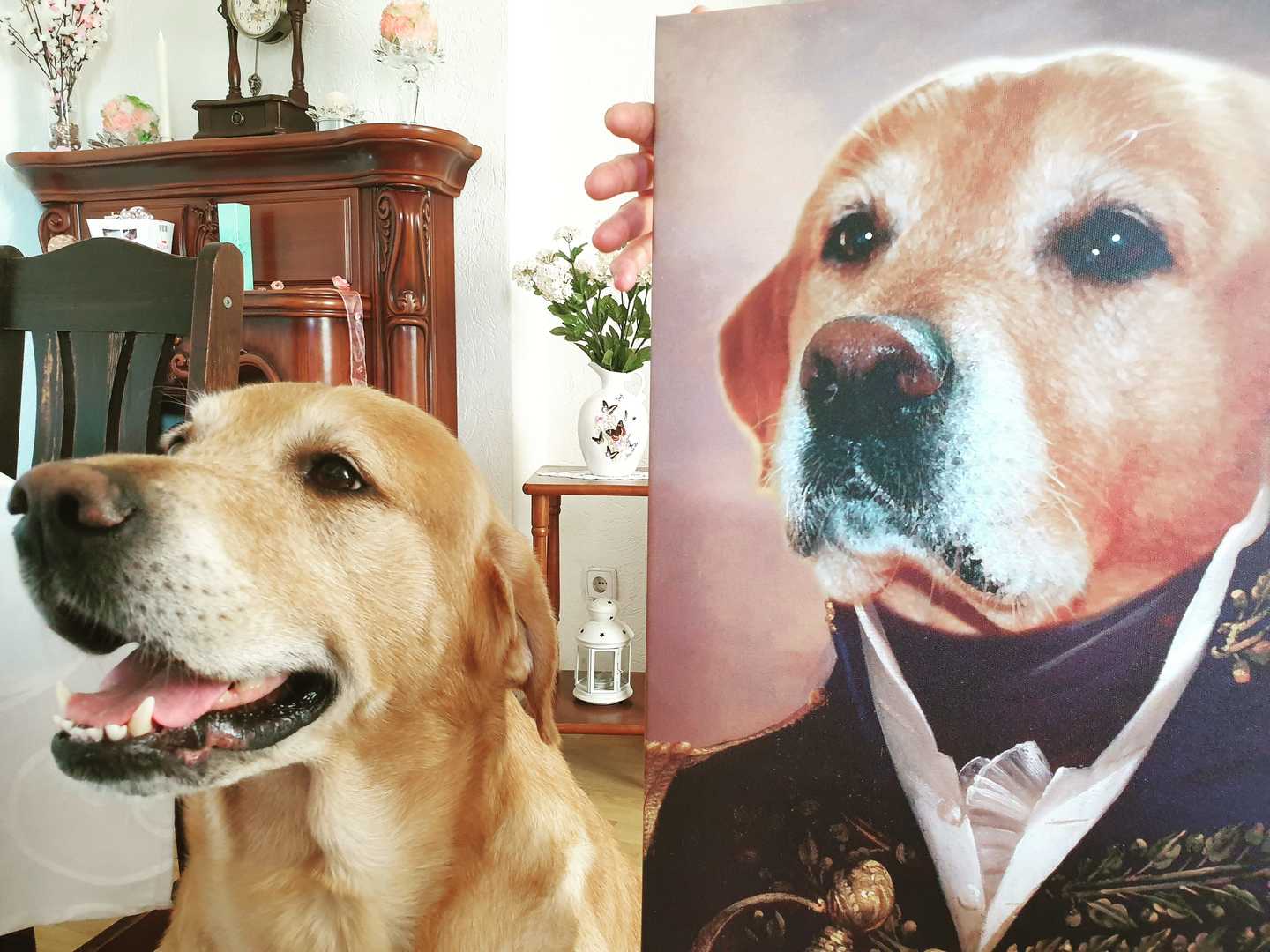 El oficial - retrato sobre lienzo y marco de madera