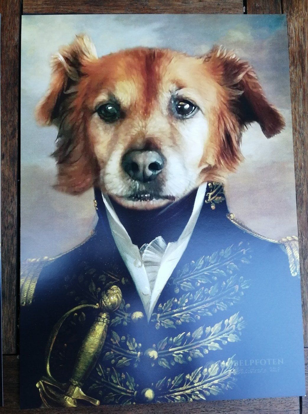 El oficial - retrato sobre lienzo y marco de madera