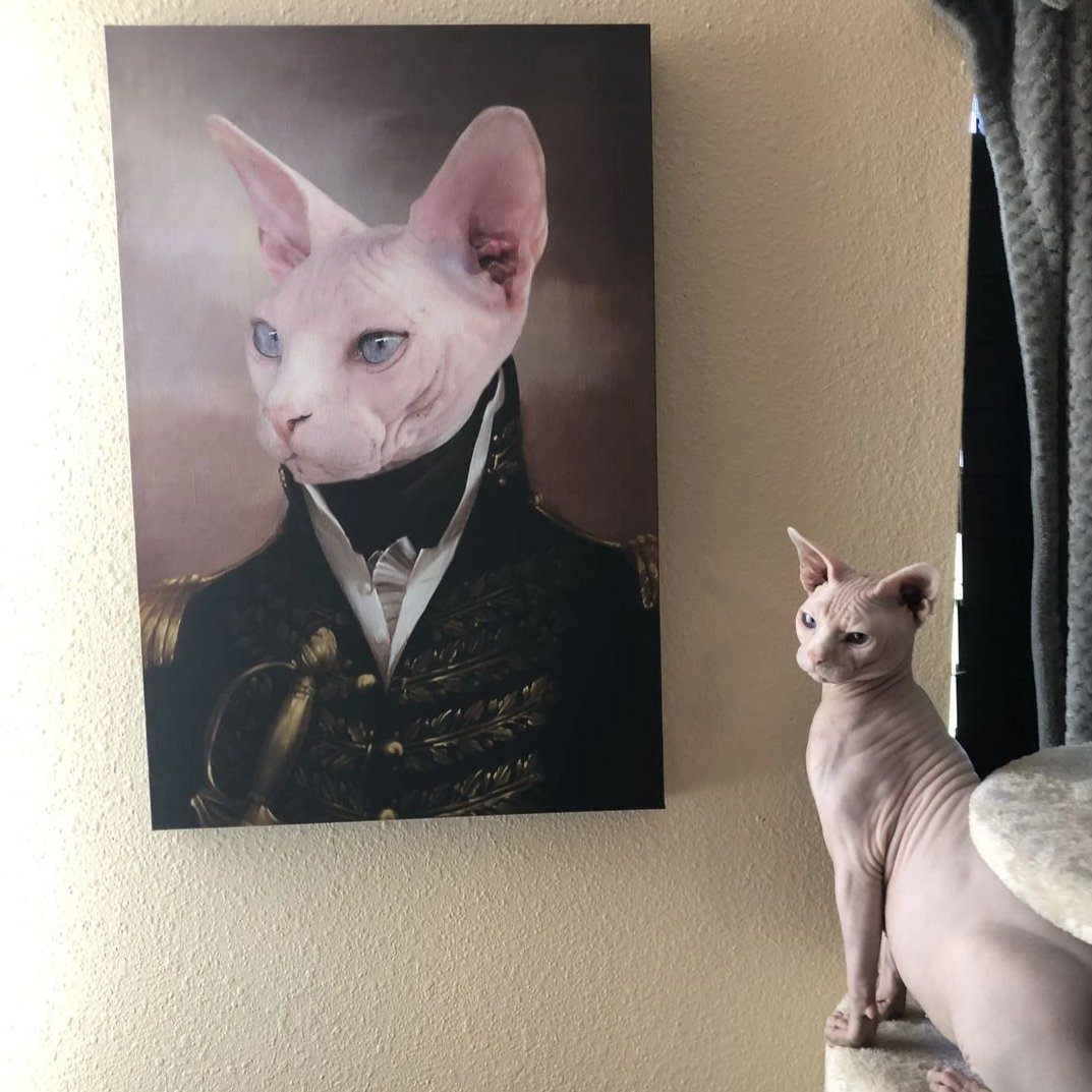 Katze als Gemälde an der Wand