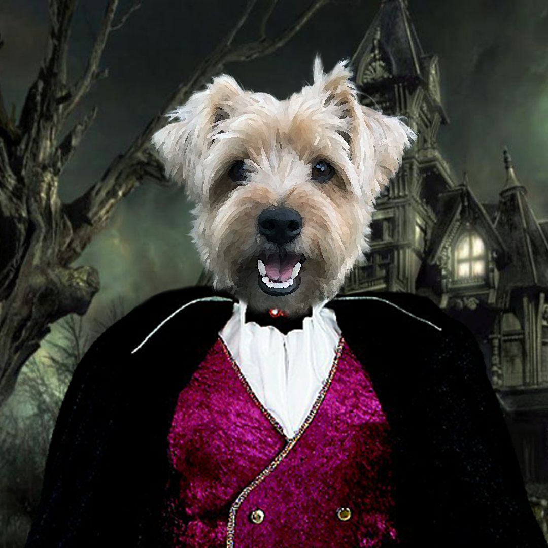 gruseliges Porträt von deinem Hund zu Halloween