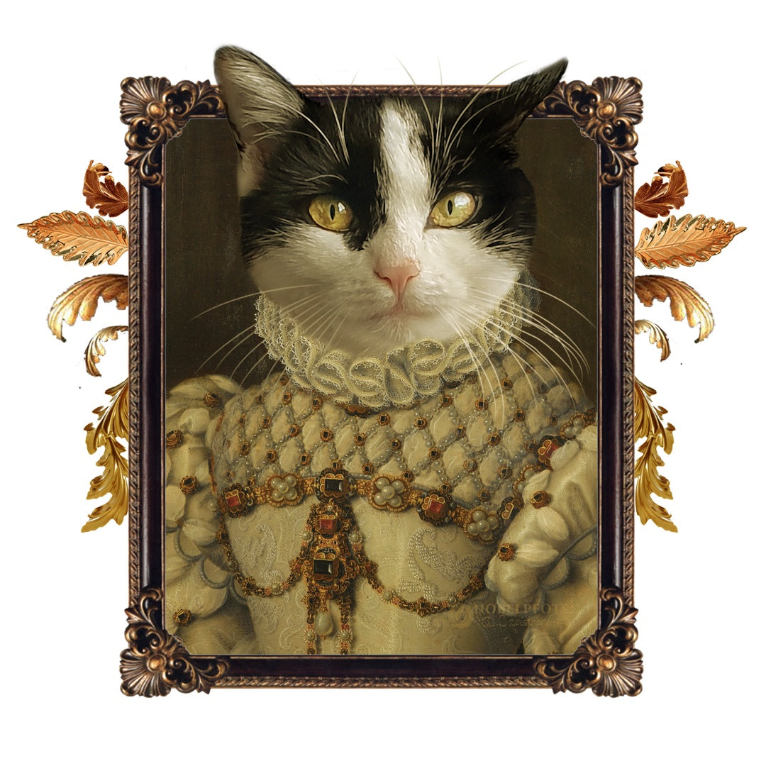 Katzenporträt auf einer Tasse als Königin