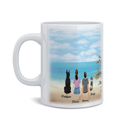 Personalisierte Tasse mit Hund und Mensch von vorne